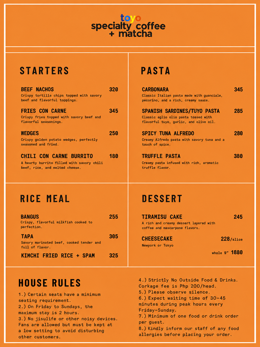 Toyo Menu Page 2